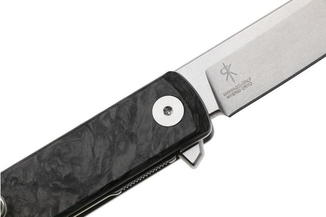 Afbeelding voor Fox Knives Chnops Heritage FX-544-DMB Stonewashed Hybrid Cryo, Dark Matter Black Carbon Fibre zakmes, Riccardo Gobbato design