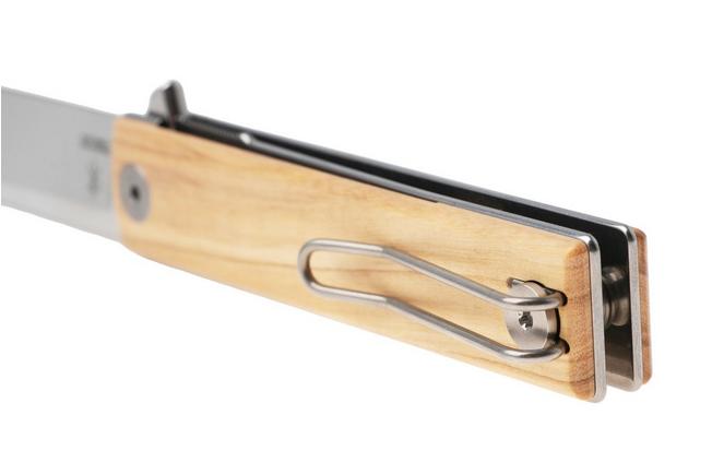 Afbeelding voor Fox Knives Chnops Heritage FX-544-OL Satin Hybrid Cryo, Olive Wood zakmes, Riccardo Gobbato design