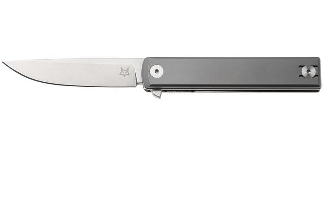 Afbeelding voor Fox Knives Chnops Heritage FX-544-TI Stonewashed Hybrid Cryo, Sandblasted Titanium zakmes, Riccardo Gobbato design