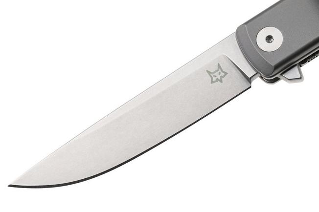 Afbeelding voor Fox Knives Chnops Heritage FX-544-TI Stonewashed Hybrid Cryo, Sandblasted Titanium zakmes, Riccardo Gobbato design