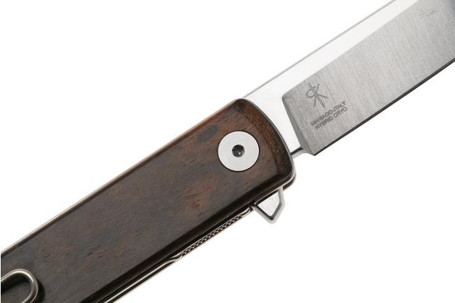 Afbeelding voor Fox Knives Chnops Heritage FX-544-ZW Satin Hybrid Cryo, Ziricote zakmes, Riccardo Gobbato design