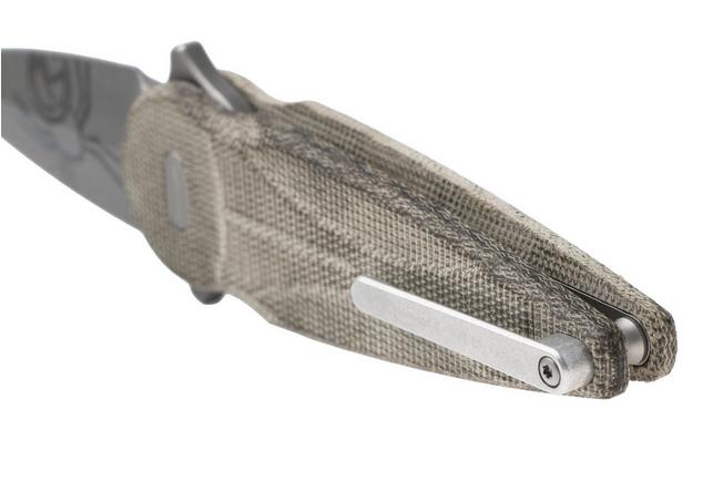 Afbeelding voor Fox Knives Saturn FX-551-MOD Acid Stonewashed N690Co, OD Green Canvas Micarta zakmes, Denis Simonutti design