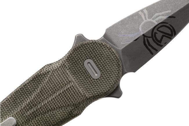 Afbeelding voor Fox Knives Saturn FX-551-MOD Acid Stonewashed N690Co, OD Green Canvas Micarta zakmes, Denis Simonutti design
