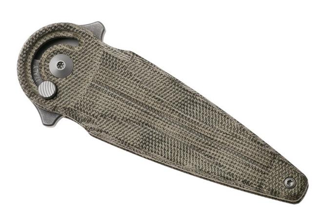 Afbeelding voor Fox Knives Saturn FX-551-MOD Acid Stonewashed N690Co, OD Green Canvas Micarta zakmes, Denis Simonutti design