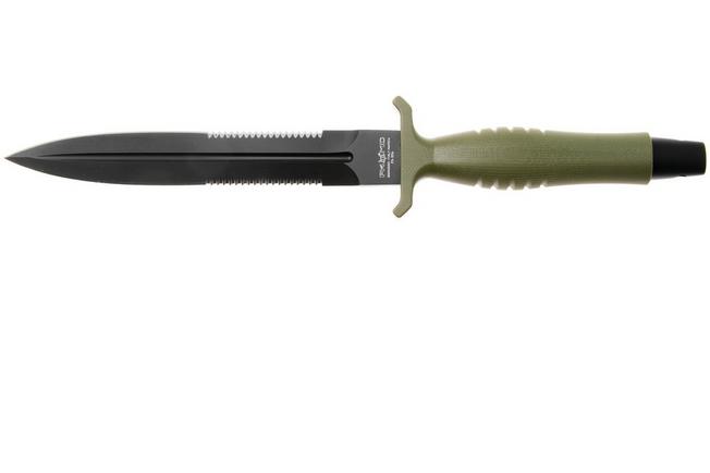 Afbeelding voor Fox FKMD Veleno, FX-596G10ODAF, Black Top Shield Böhler N690Co, OD Green G10, tweezijdig geslepen dolkmes