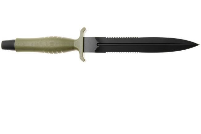 Afbeelding voor Fox FKMD Veleno, FX-596G10ODAF, Black Top Shield Böhler N690Co, OD Green G10, tweezijdig geslepen dolkmes