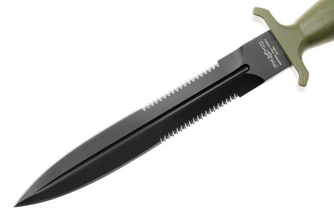 Afbeelding voor Fox FKMD Veleno, FX-596G10ODAF, Black Top Shield Böhler N690Co, OD Green G10, tweezijdig geslepen dolkmes