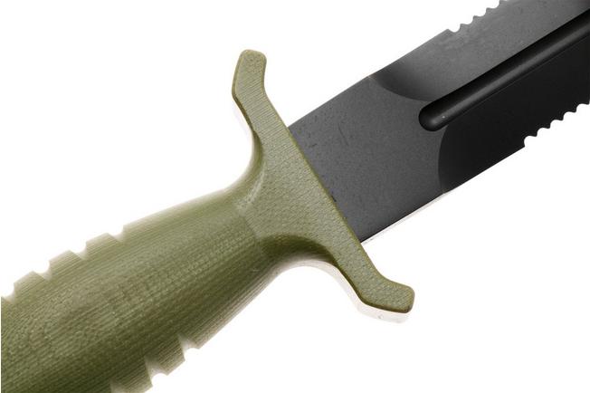 Afbeelding voor Fox FKMD Veleno, FX-596G10ODAF, Black Top Shield Böhler N690Co, OD Green G10, tweezijdig geslepen dolkmes