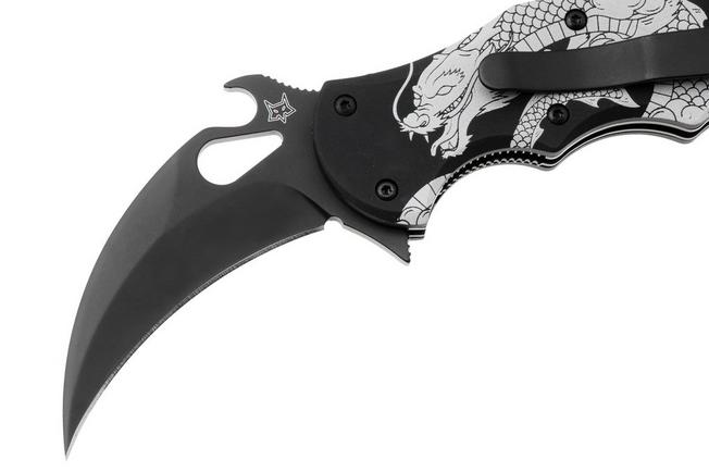 Afbeelding voor Fox FX-599 ALB-1 The Spirit, Black Idroglider Böhler N690Co, Engraved Aluminum, karambitmes