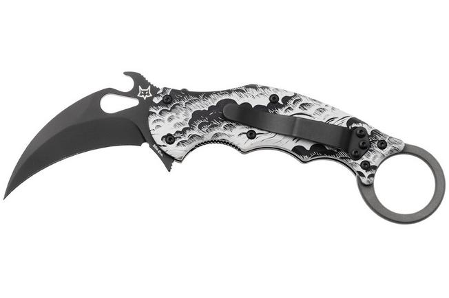 Afbeelding voor Fox FX-599 ALB-2 The Storm, Black Idroglider Böhler N690Co, Engraved Aluminum, karambitmes