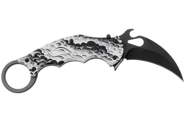 Afbeelding voor Fox FX-599 ALB-2 The Storm, Black Idroglider Böhler N690Co, Engraved Aluminum, karambitmes