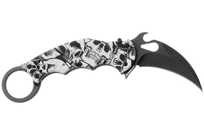 Afbeelding voor Fox FX-599 ALB-3 The End, Black Idroglider Böhler N690Co, Engraved Aluminum, karambitmes