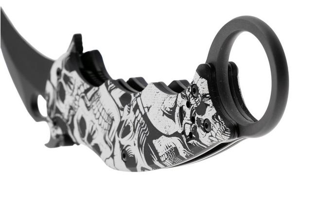 Afbeelding voor Fox FX-599 ALB-3 The End, Black Idroglider Böhler N690Co, Engraved Aluminum, karambitmes