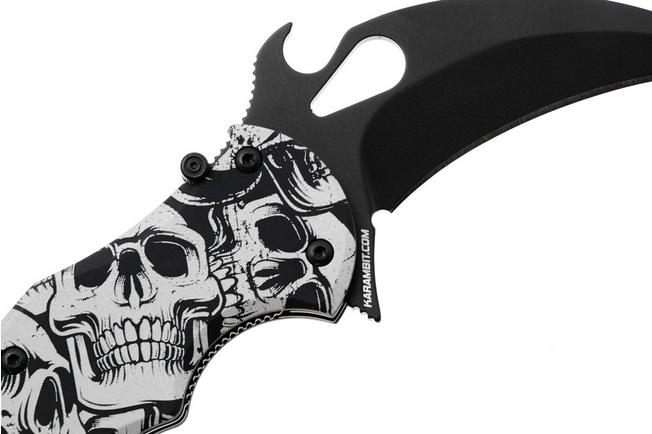 Afbeelding voor Fox FX-599 ALB-3 The End, Black Idroglider Böhler N690Co, Engraved Aluminum, karambitmes