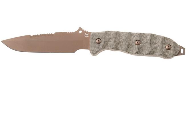 Afbeelding voor Fox Audax FX-615, Becut Bronze PVD, Green Micarta vaststaand mes, Trinova Solutions design