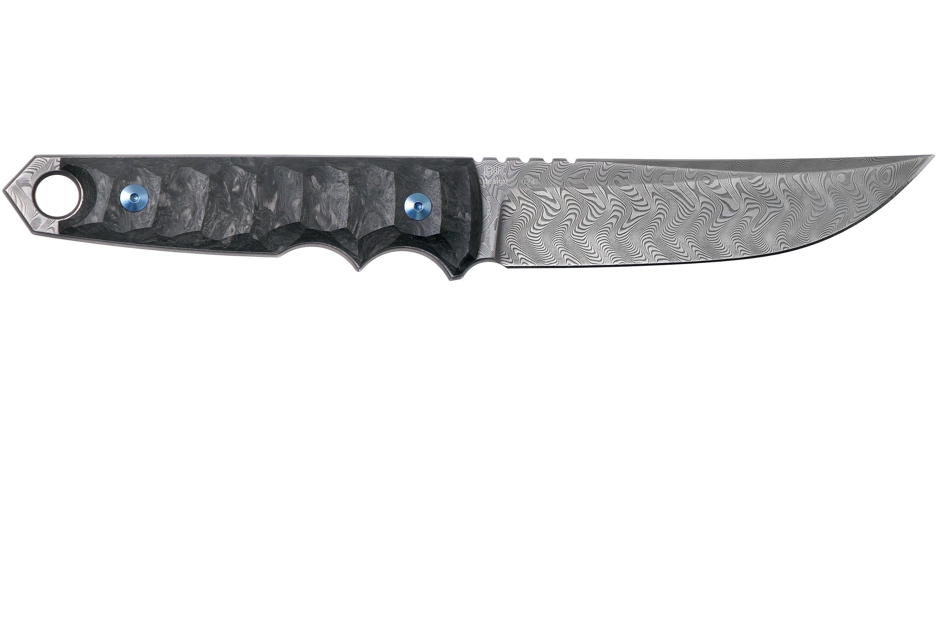 Fox Knives Ryu FX634DCF Marble Carbon fibre, Herringbone Damascus