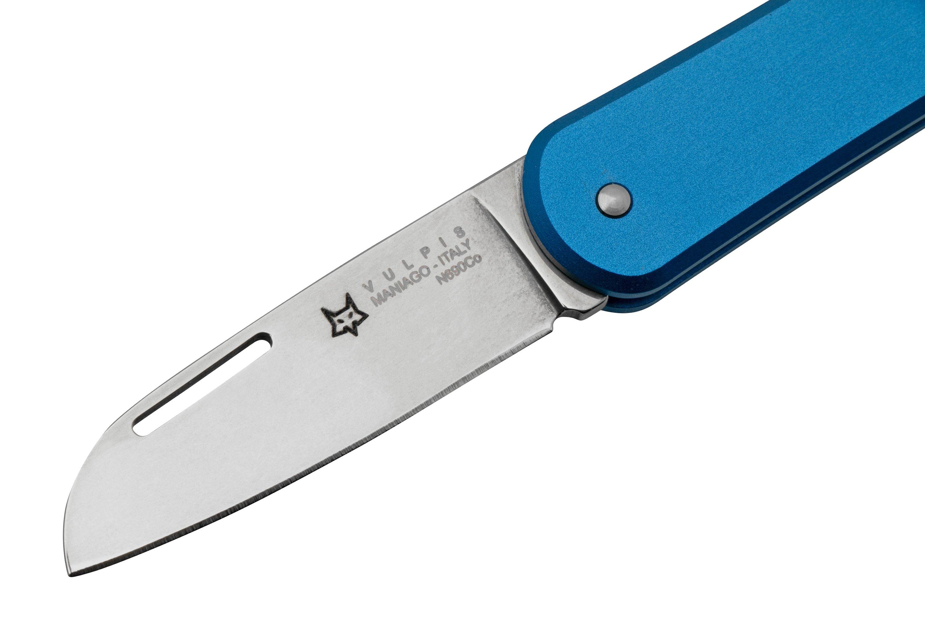 Fox Vulpis FX-VP108SB, N690Co, Aluminium Sky Blue, pocket knife ...