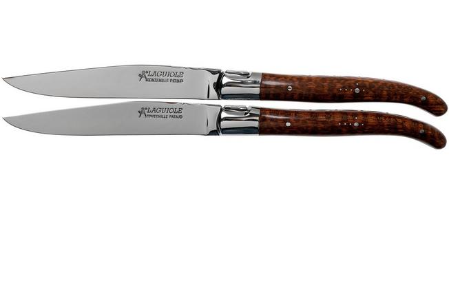 Table knives, Shiny finish Laguiole Snakewood handle, set of 2