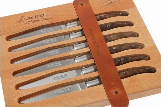 Forge de Laguiole 6 Piece Steak Knife Set Walnut Satin Finish - Forge de  Laguiole USA