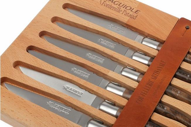 Forge de Laguiole 6 Piece Steak Knife Set Walnut Satin Finish