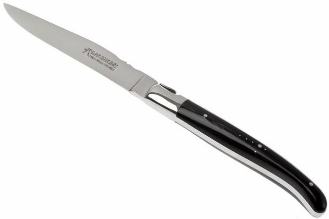 6-pc black horn tip Fontenille Pataud steak knives
