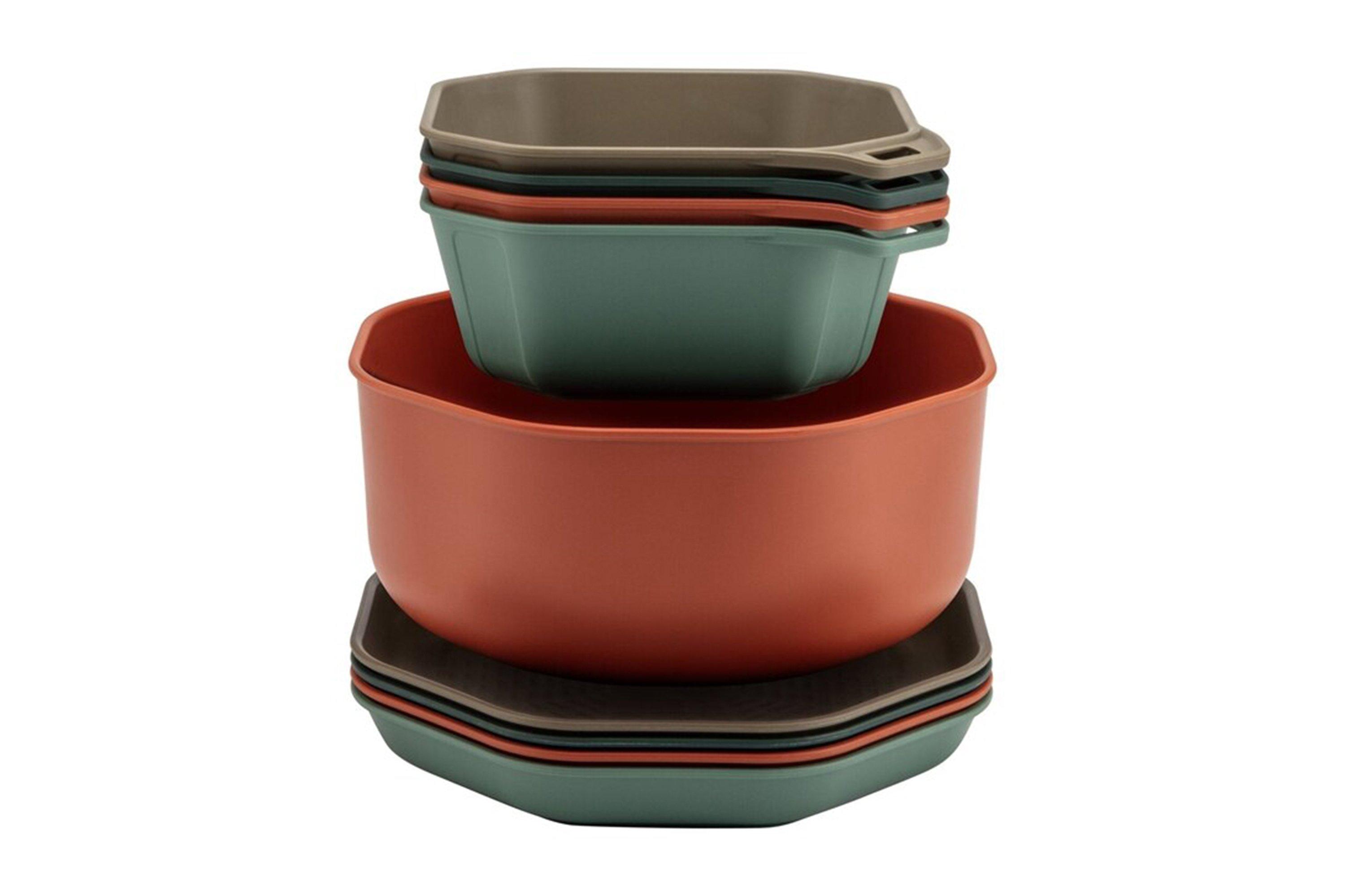 Set Stoviglie Smaltate Coleman 24 Pezzi Per Campeggio E Picnic - Rosso Maculato