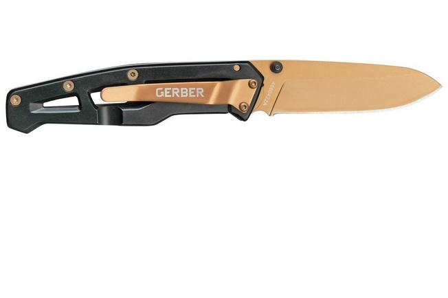 Gerber Paralite Folder, negro y dorado, navaja