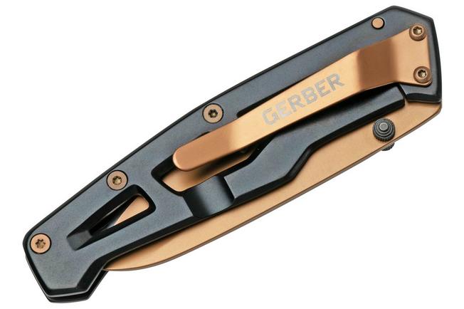 Gerber Paralite Folder, negro y dorado, navaja