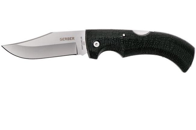 Gerber Gator Pocket Knife Black Kraton Handle 420HC Clip Point Plain Edge  G6069