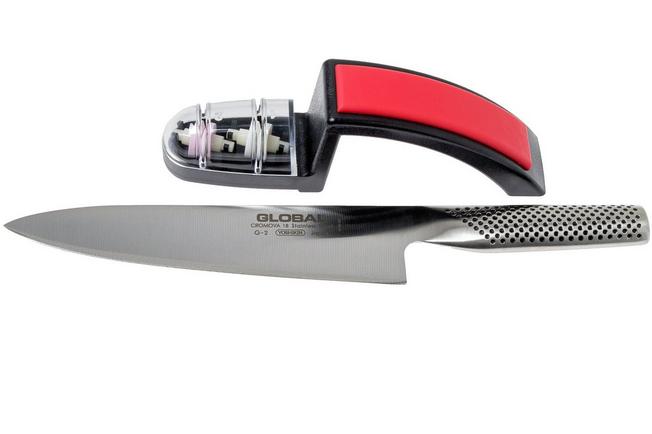 GLOBAL G-2 CHEFS KNIFE WITH SHARPENER G-2220BR