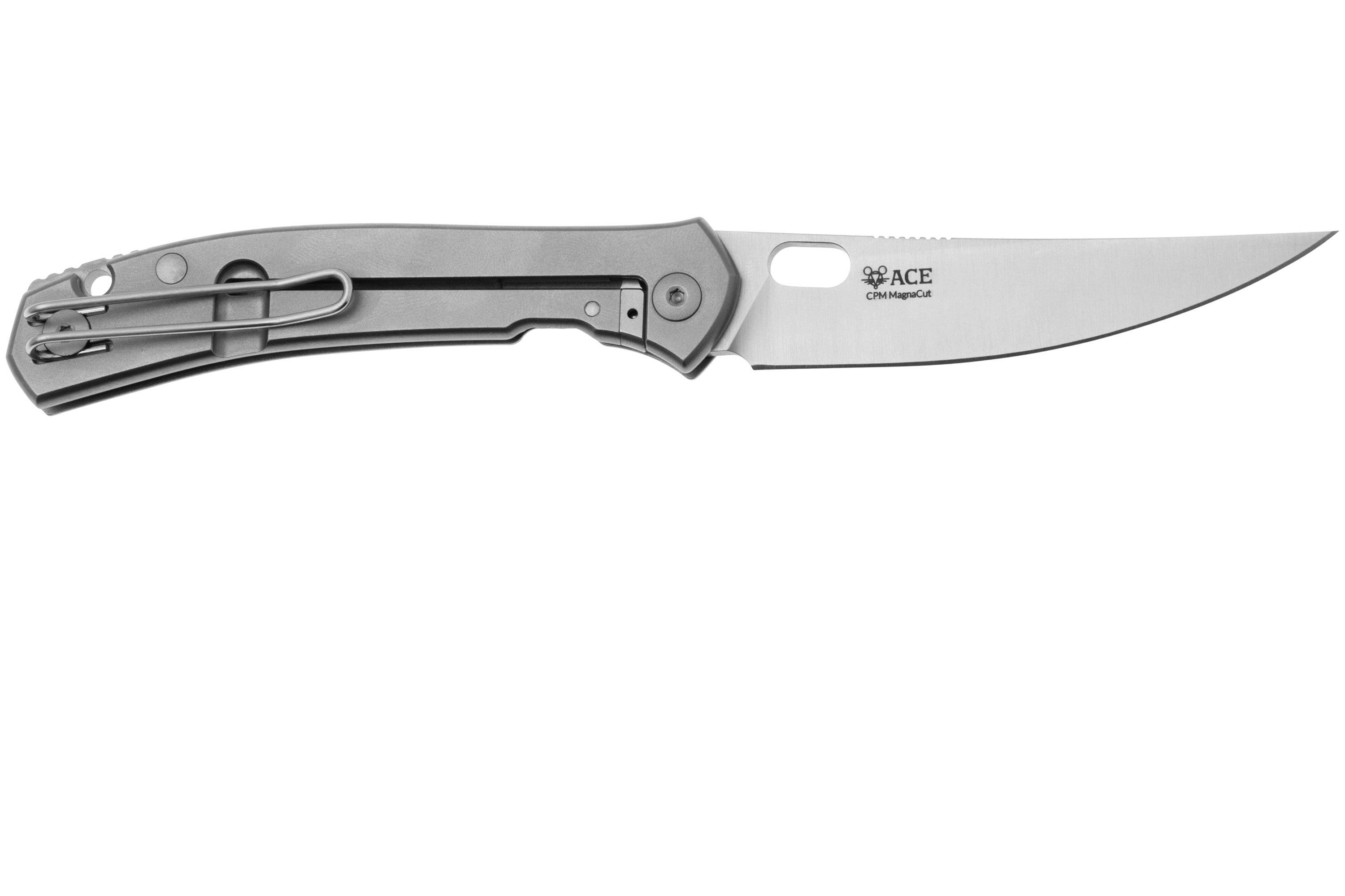 Nóż składany GiantMouse ACE Bleecker Satin CPM Magnacut, Full Titanium