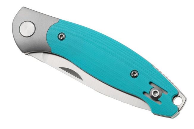 Afbeelding voor GiantMouse ACE Farley V2 TI-ROBIN-G10 Satin Elmax, Titanium Bolster, Robin's Egg Blue G10, zakmes, Ansø en Voxnaes design