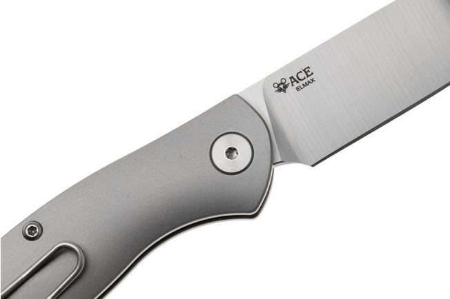 Afbeelding voor GiantMouse ACE Farley V1 Satin Elmax, Bead Blasted Titanium, zakmes, Ansø en Voxnaes design