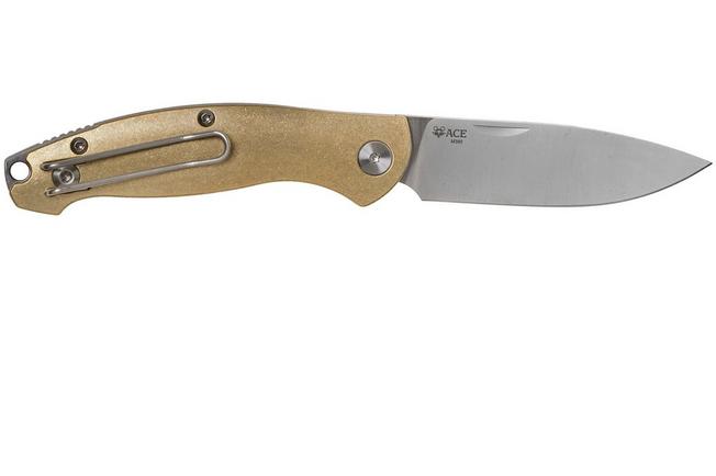 GiantMouse ACE Farley Brass, Satin pocket knife, Ansø and Voxnaes