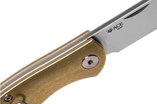 GiantMouse ACE Farley Brass, Satin pocket knife, Ansø and Voxnaes design