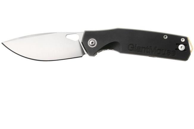 Afbeelding voor GiantMouse Zoobie Satin Elmax, Black G10 & Titanium zakmes
