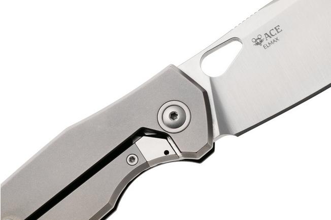 Afbeelding voor GiantMouse Zoobie Satin Elmax, Black G10 & Titanium zakmes