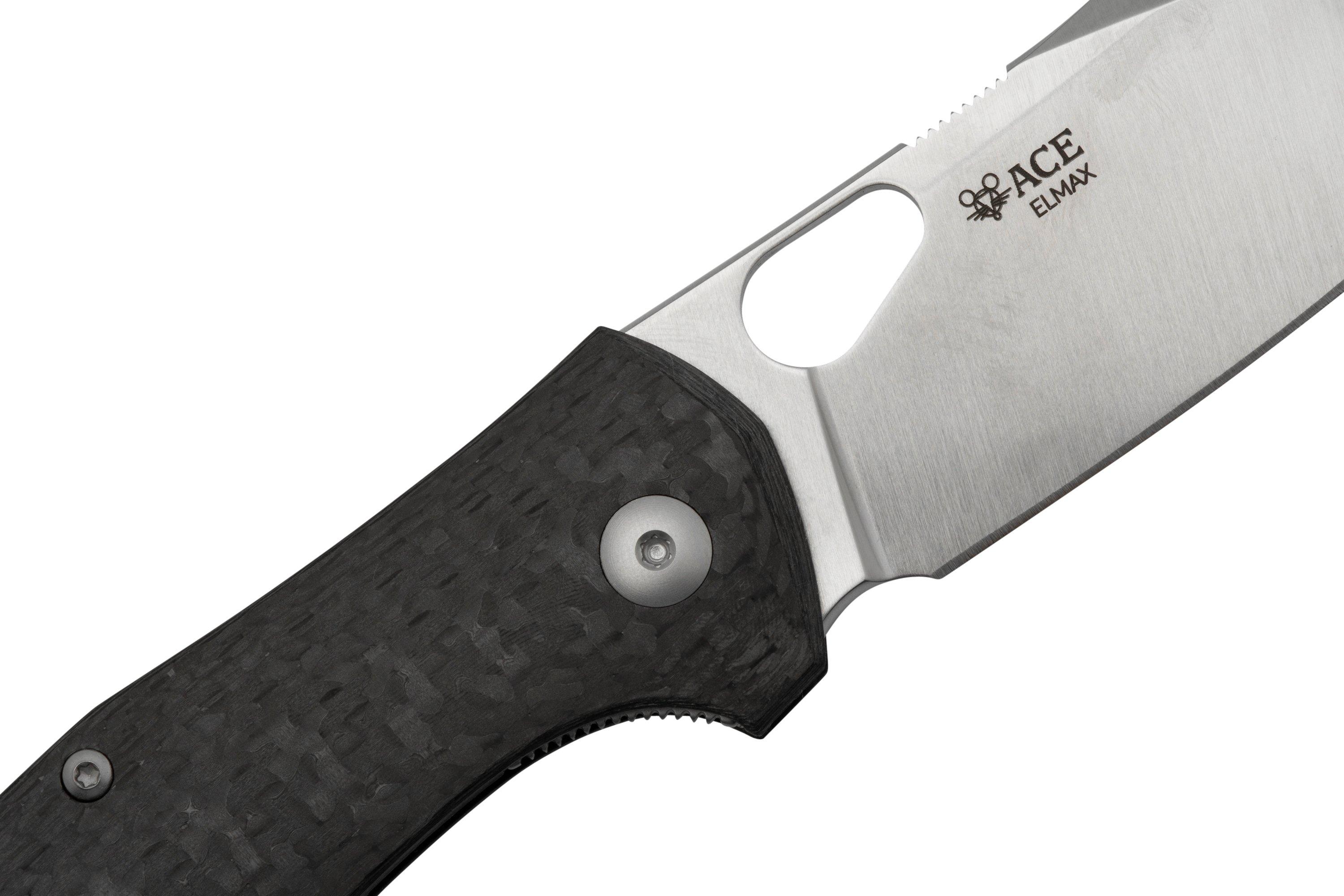 GiantMouse ACE Atelier, Elmax Satin, Carbon Fibre pocket knife