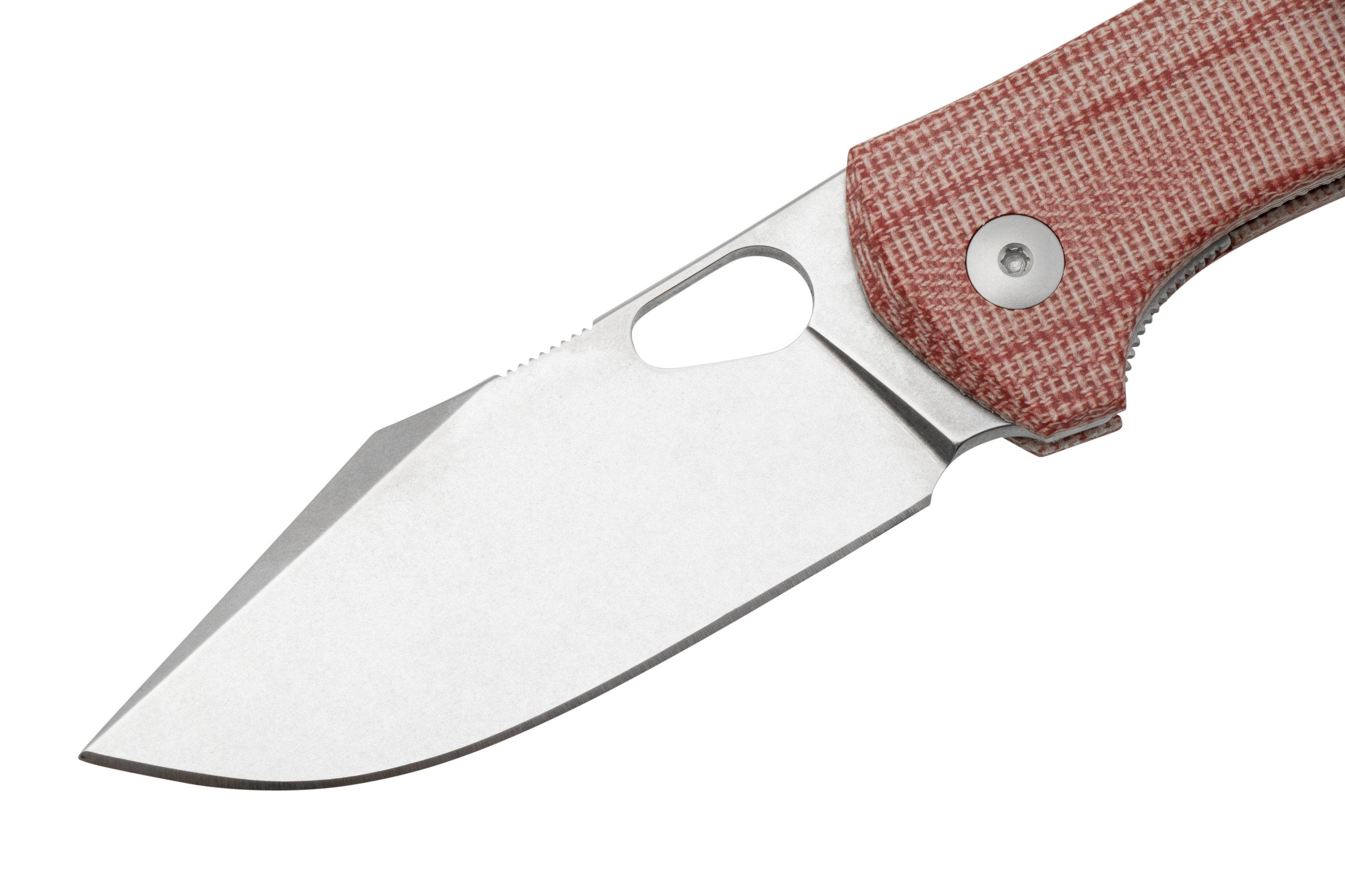 GiantMouse ACE Atelier, Elmax Stonewashed, Red Canvas Micarta pocket