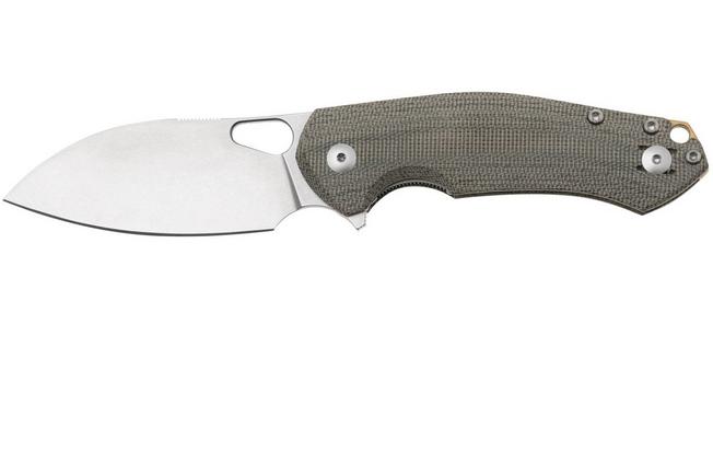 GiantMouse ACE Biblio XL Elmax, Green Canvas Micarta, pocket knife 