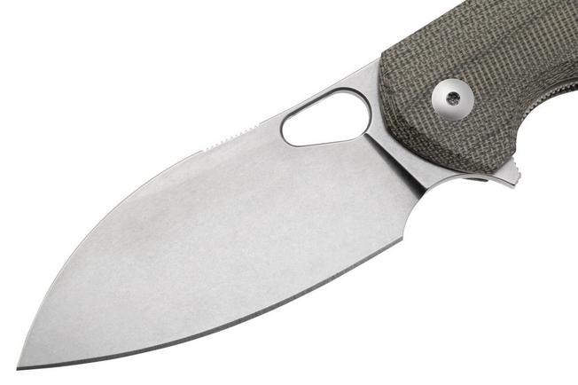 GiantMouse ACE Biblio XL Elmax, Green Canvas Micarta, pocket knife 