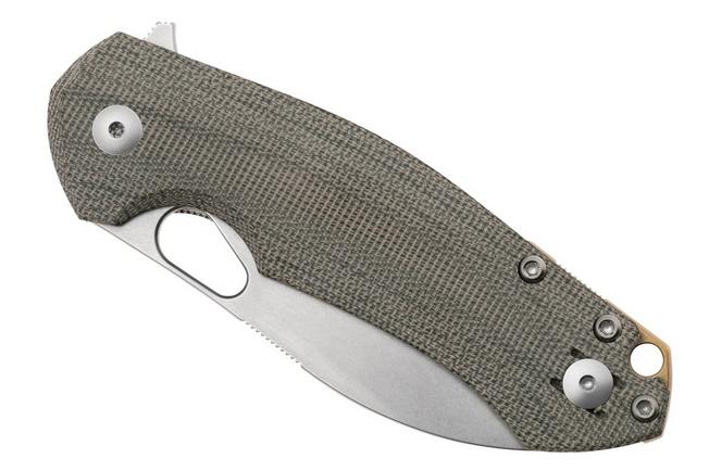 GiantMouse ACE Biblio XL Elmax, Green Canvas Micarta, pocket knife 