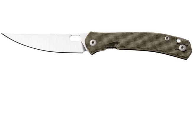 Afbeelding voor GiantMouse Ace Bleecker BLEECKER-GREEN-CANVAS-MICARTA, Satin Elmax, Green Canvas Micarta, zakmes 