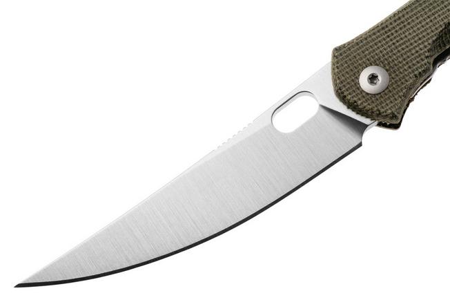 Afbeelding voor GiantMouse Ace Bleecker BLEECKER-GREEN-CANVAS-MICARTA, Satin Elmax, Green Canvas Micarta, zakmes 