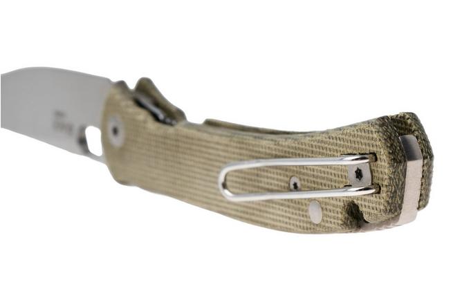 Afbeelding voor GiantMouse Ace Bleecker BLEECKER-GREEN-CANVAS-MICARTA, Satin Elmax, Green Canvas Micarta, zakmes 
