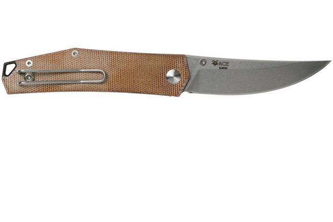 Image for GiantMouse ACE Clyde Natural Canvas Micarta pocket knife, Ansø en Voxnaes design