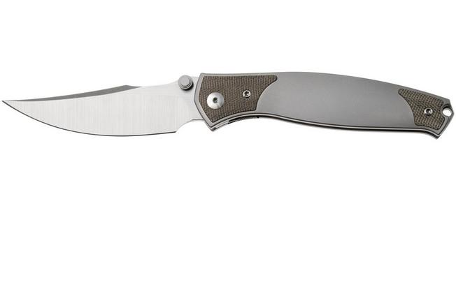 Afbeelding voor GiantMouse GM14 Limited Edition, Satin Uddeholm Vanax SuperClean, Titanium & Green Micarta Inlays, zakmes