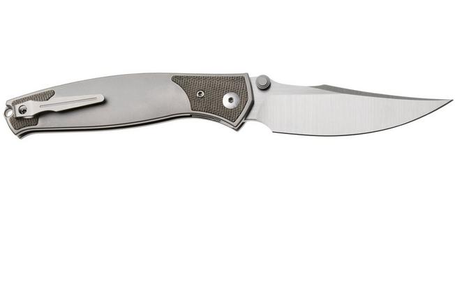 Afbeelding voor GiantMouse GM14 Limited Edition, Satin Uddeholm Vanax SuperClean, Titanium & Green Micarta Inlays, zakmes