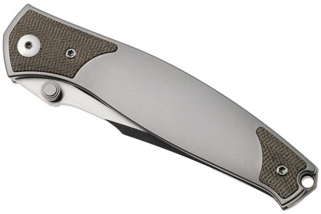 Afbeelding voor GiantMouse GM14 Limited Edition, Satin Uddeholm Vanax SuperClean, Titanium & Green Micarta Inlays, zakmes