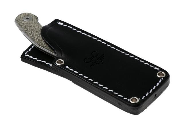 Afbeelding voor GiantMouse GMF1-MG Satin MagnaCut, Green Canvas Micarta, Leather Sheath, vaststaand mes